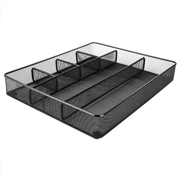 Desk Drawer Organizer for Office and Home, Metal Mesh, Anti-Slip, 6 Compartments - Picture 1 of 6